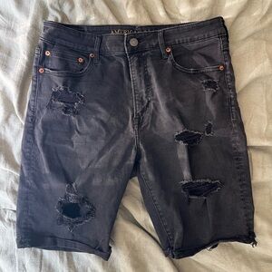 American Eagle Outfitters Charcoal Distressed Jean Shorts